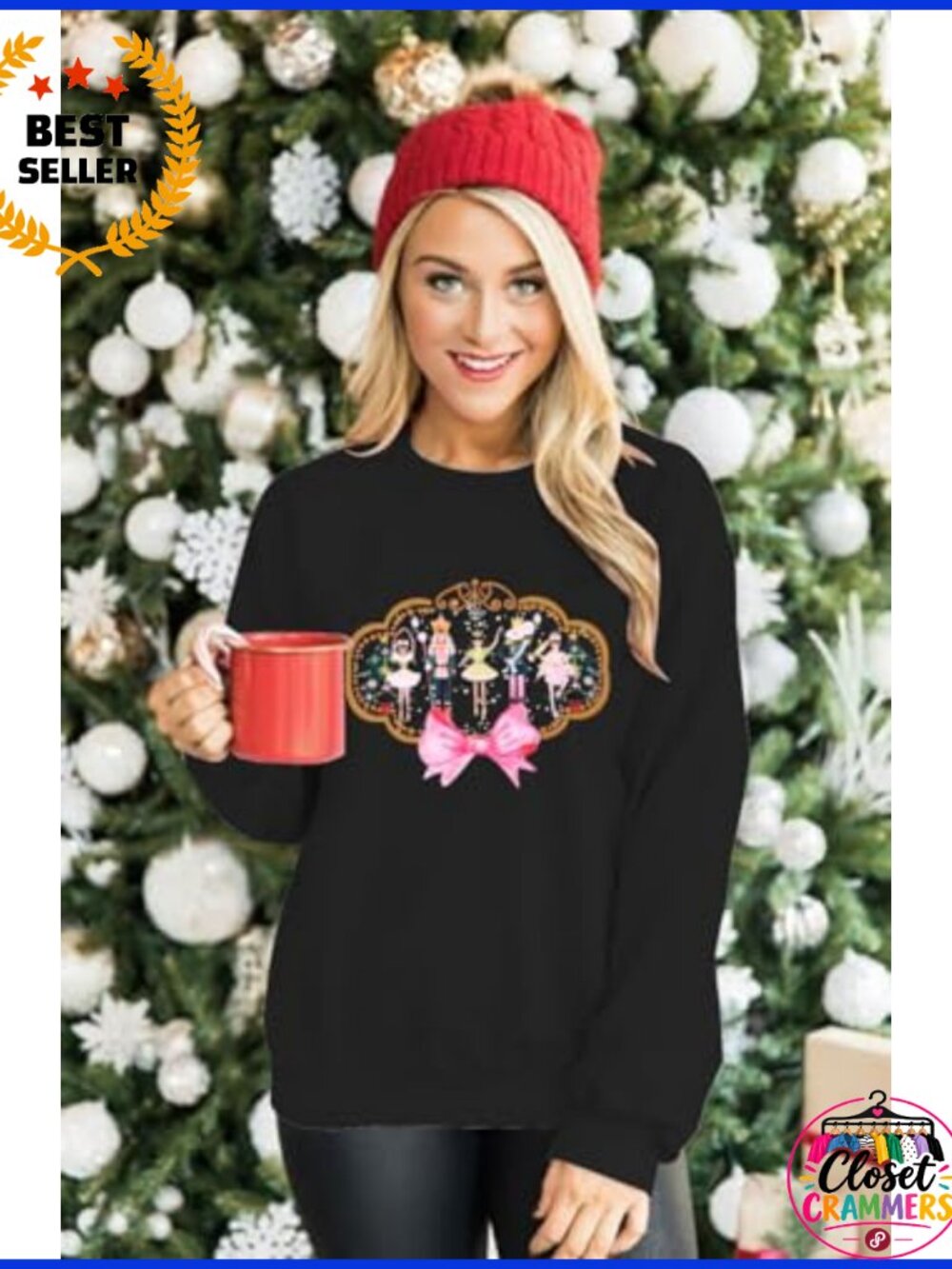 Christmas Nutcracker Graphic Sweatshirt Crewneck Long Sleeve Pullover - Picture 2 of 4